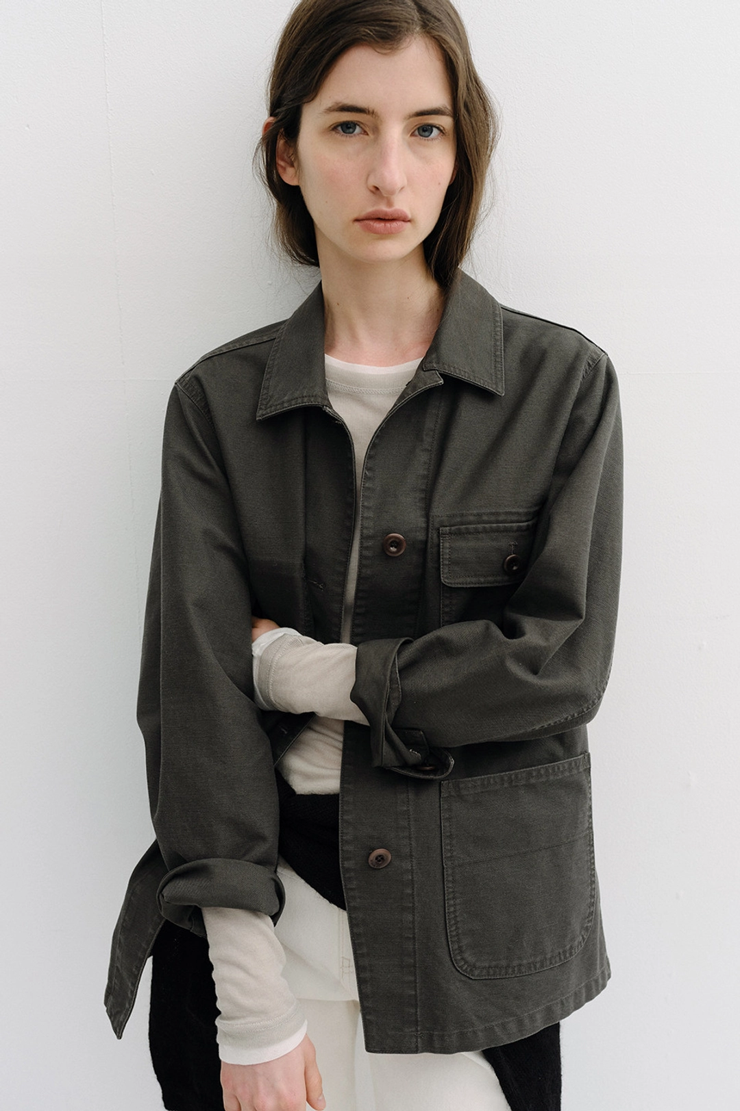 블랭크공삼 washed french work jacket (ash brown) 상품 이미지 1