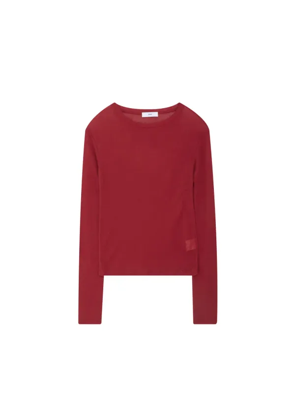 Layered round long sleeve t-shirt (red)