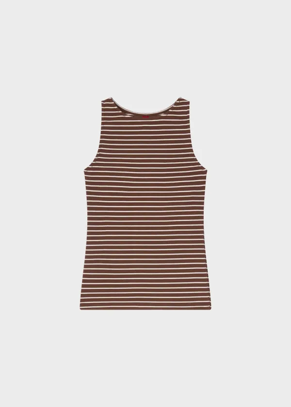 Weekend Stripe Tank Top Brown