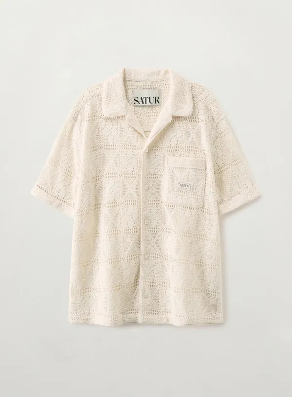 [RIIZE\'s Pick] Crochet Collar Half Shirt - Cream
