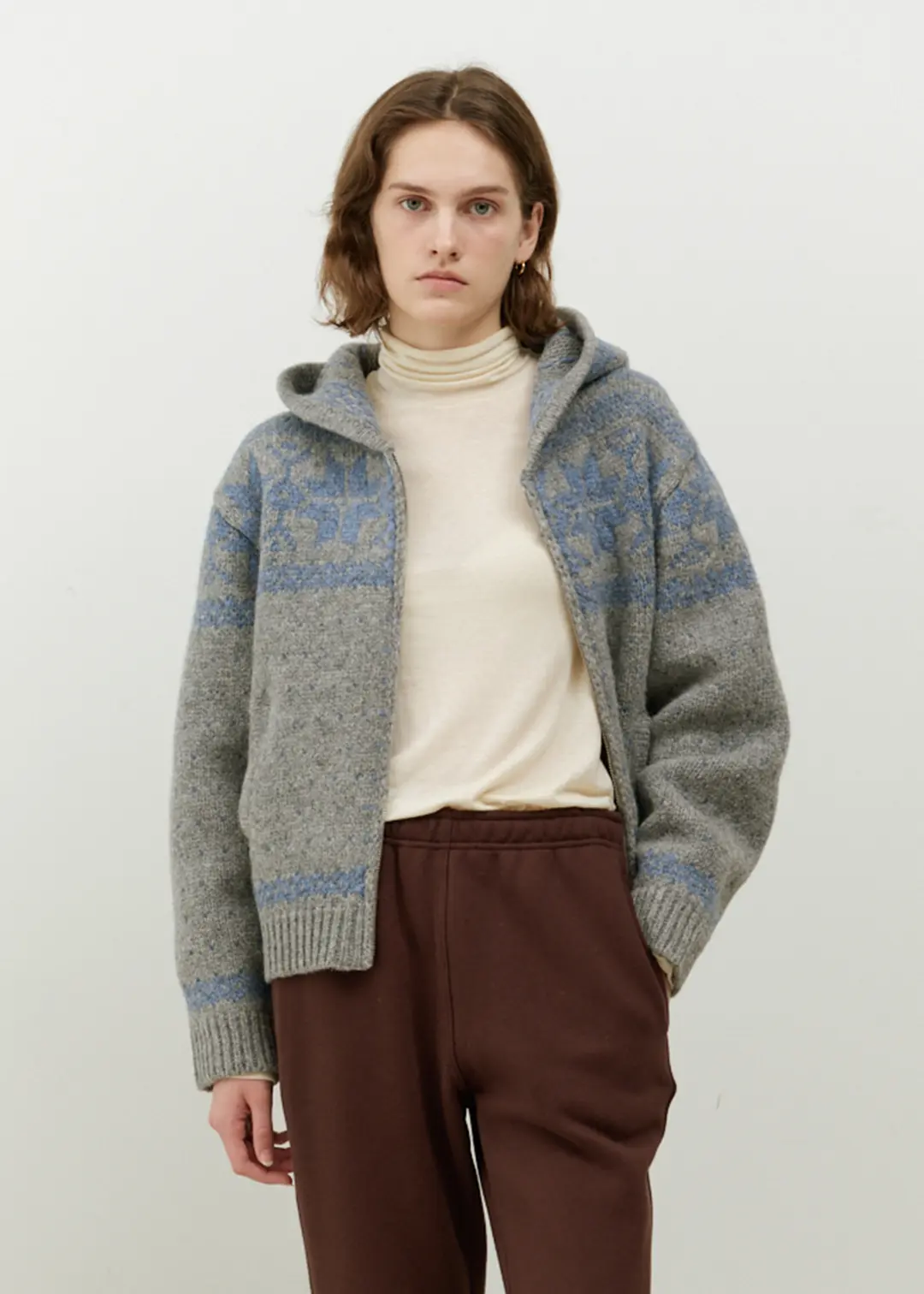 더라이 Jacquard Hood Zip-up(Grey) 상품 이미지 2
