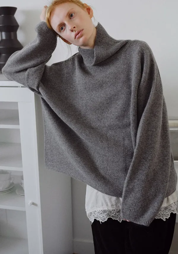 RACCOON OVER TURTLE KNIT_GREY_OE4C2XKN04GRE