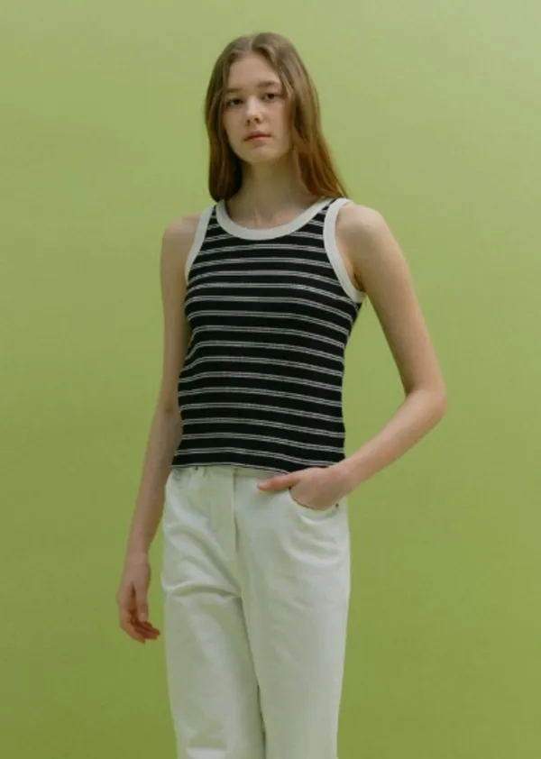 ROUND STRIPE SLEEVELESS (black stripe)
