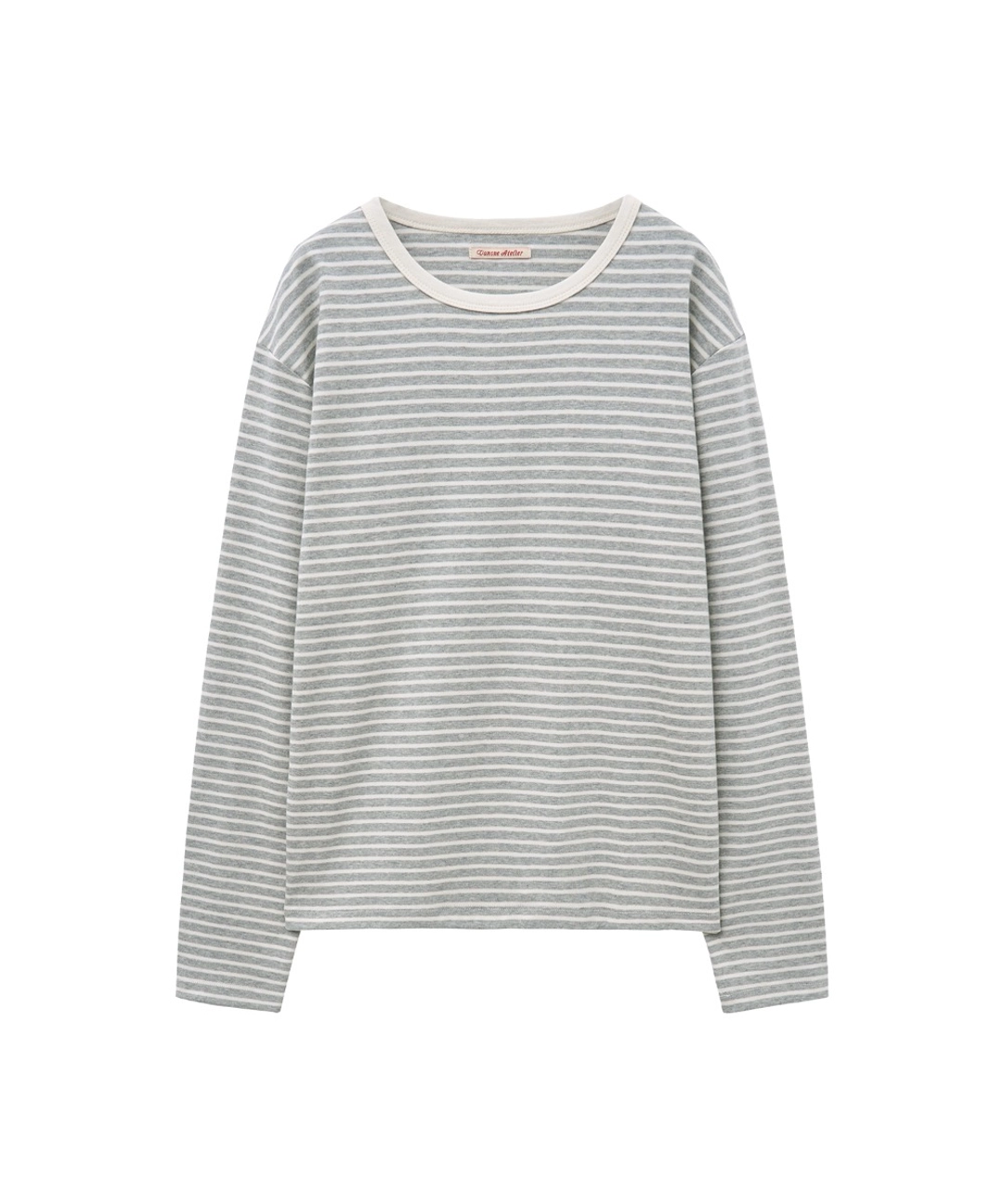 반원 아뜰리에 A3546 스트라이프 라운드 티셔츠_Melange gray 상품 이미지 3