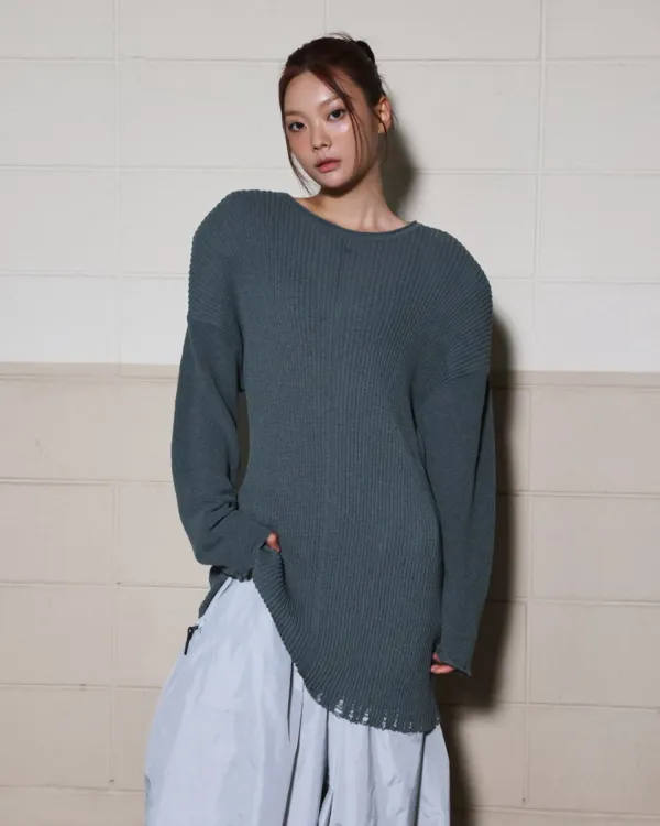 mixed ribbed boxy knit