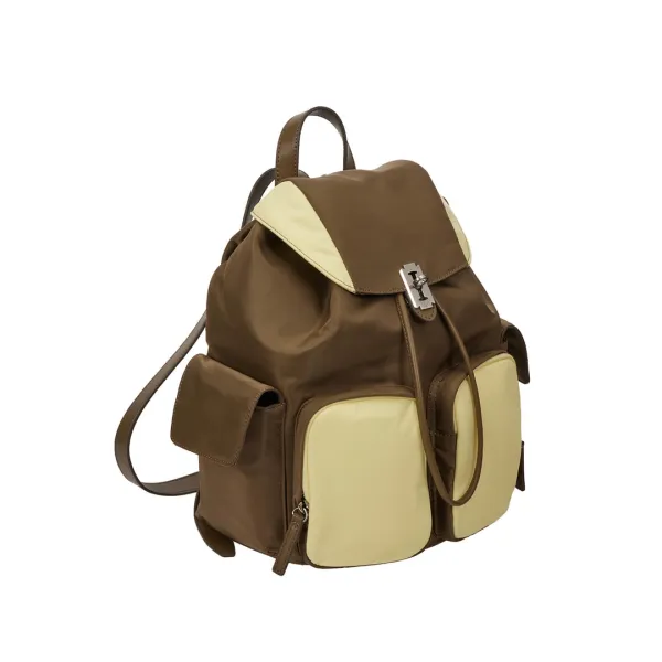 Hey Double Pocket Backpack M (헤이 더블 포켓 백팩 미듐) Palette Brown