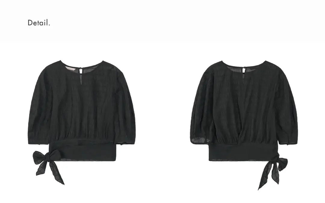 메종드이네스 WAIST RIBBON TIE BLOUSE_BLACK 상품 이미지 3