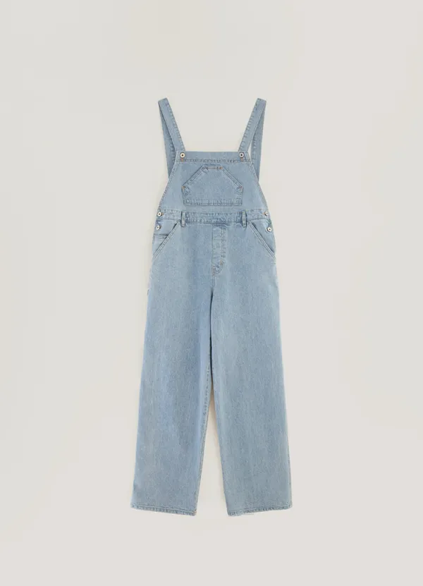 Wide Denim Overall - Light Blue