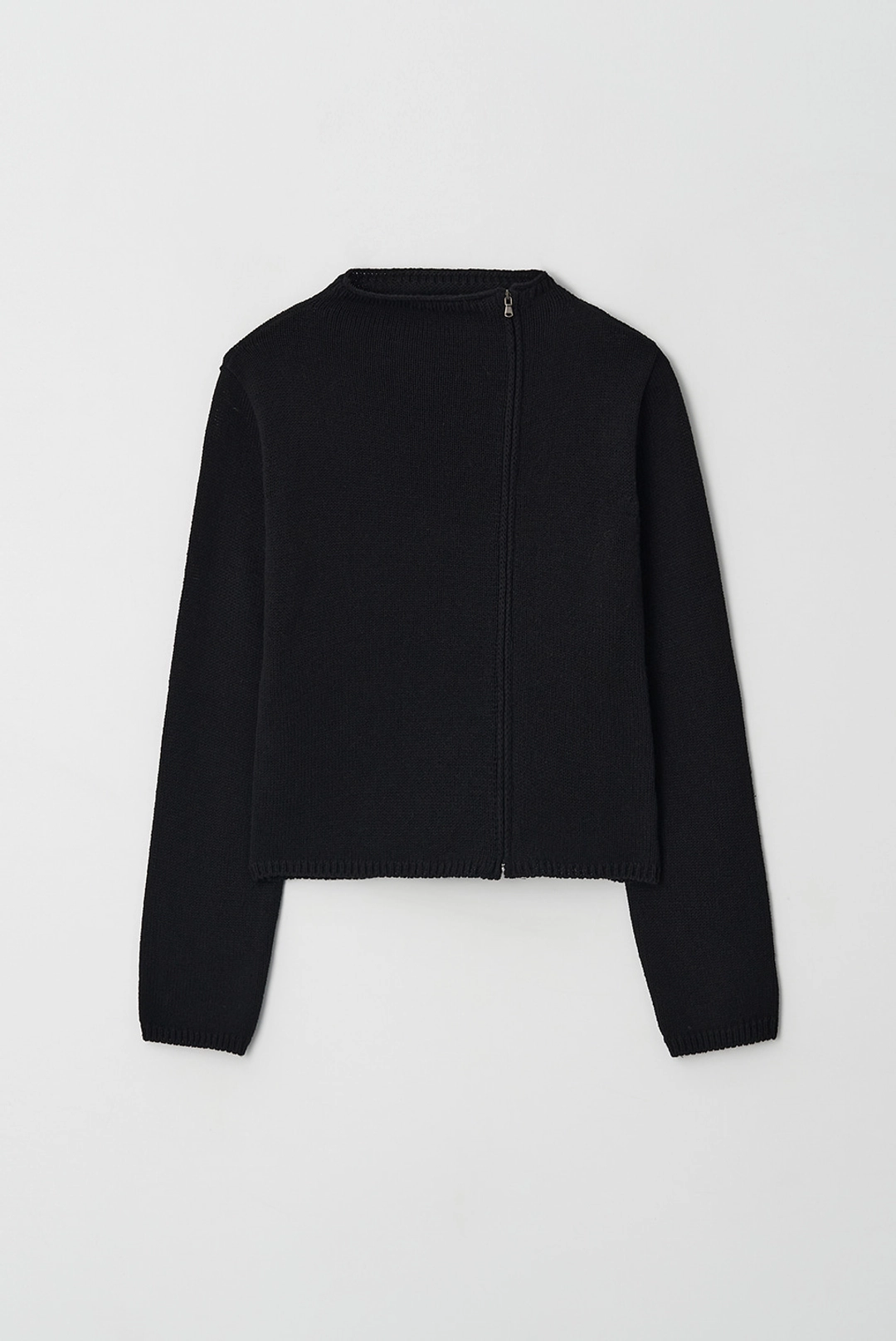 브렌다 브렌든 oblique zip-up knit - black 상품 이미지 1