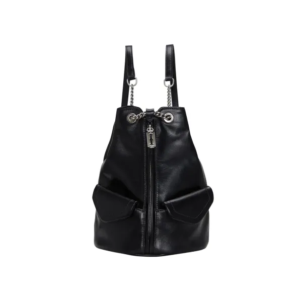 [아울렛] Occam Doux Double Pocket Chain Backpack M (오캄 두 더블 포켓 체인 백팩 미듐) Black