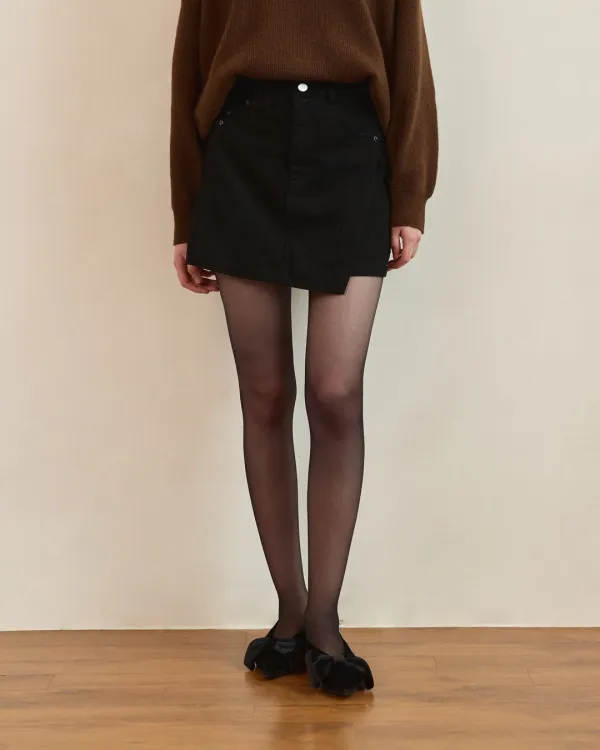 Unbalance cut mini skirt - black