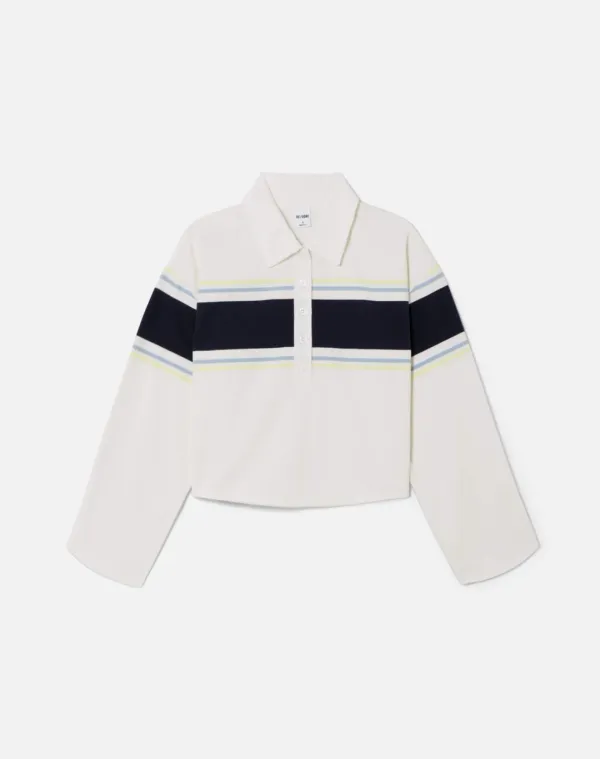 Cut Off Rugby Polo - Off White Stripe