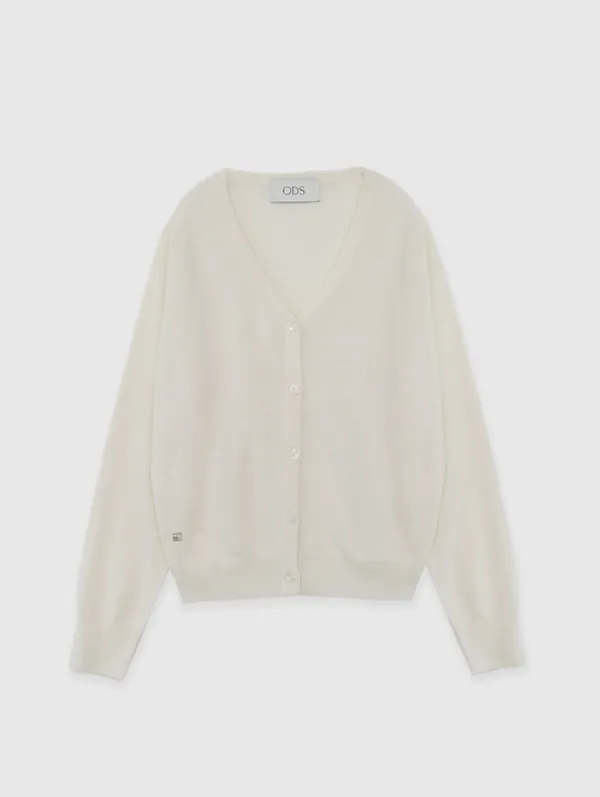 [Cashmere] Plain Cardigan (Ivory)