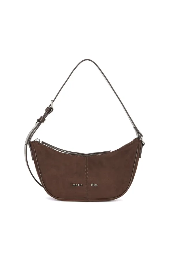 SUEDE MINI ARC HOBO BAG IN BROWN