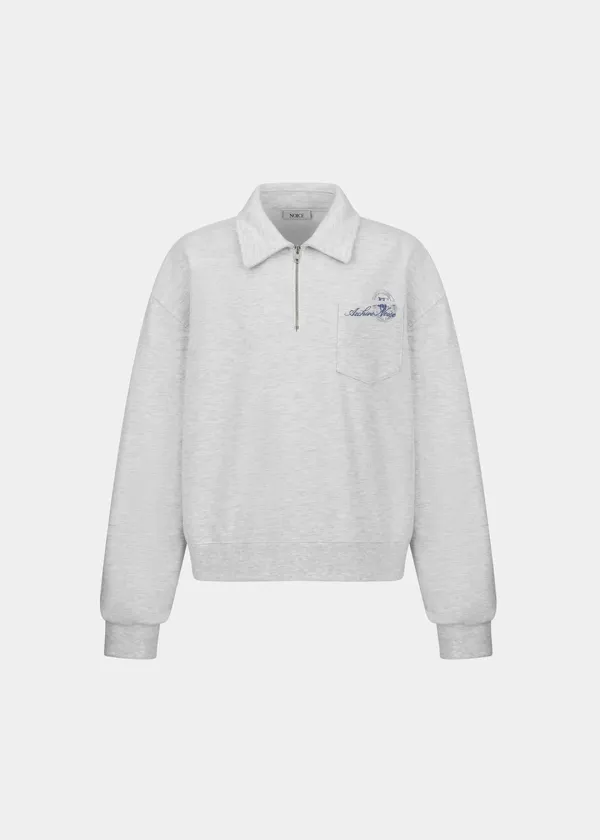 NOICE STAMP QUARTER ZIP SWEATSHIRT - LIGHT GRAY