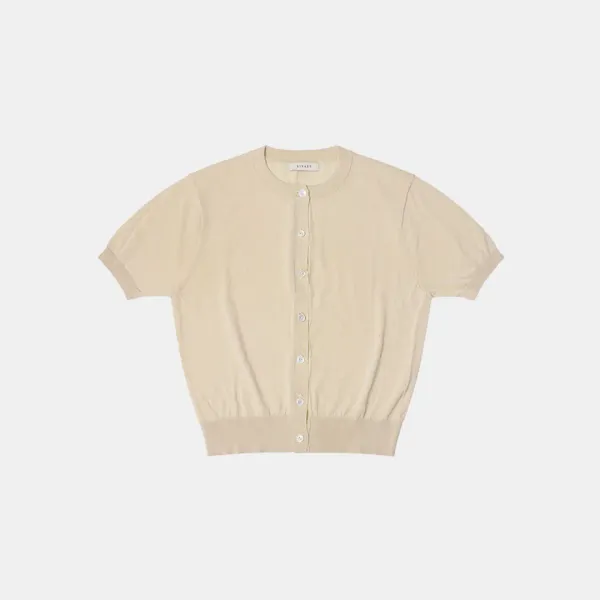 SIKN2115 시스루 반팔 니트 가디건_Light beige