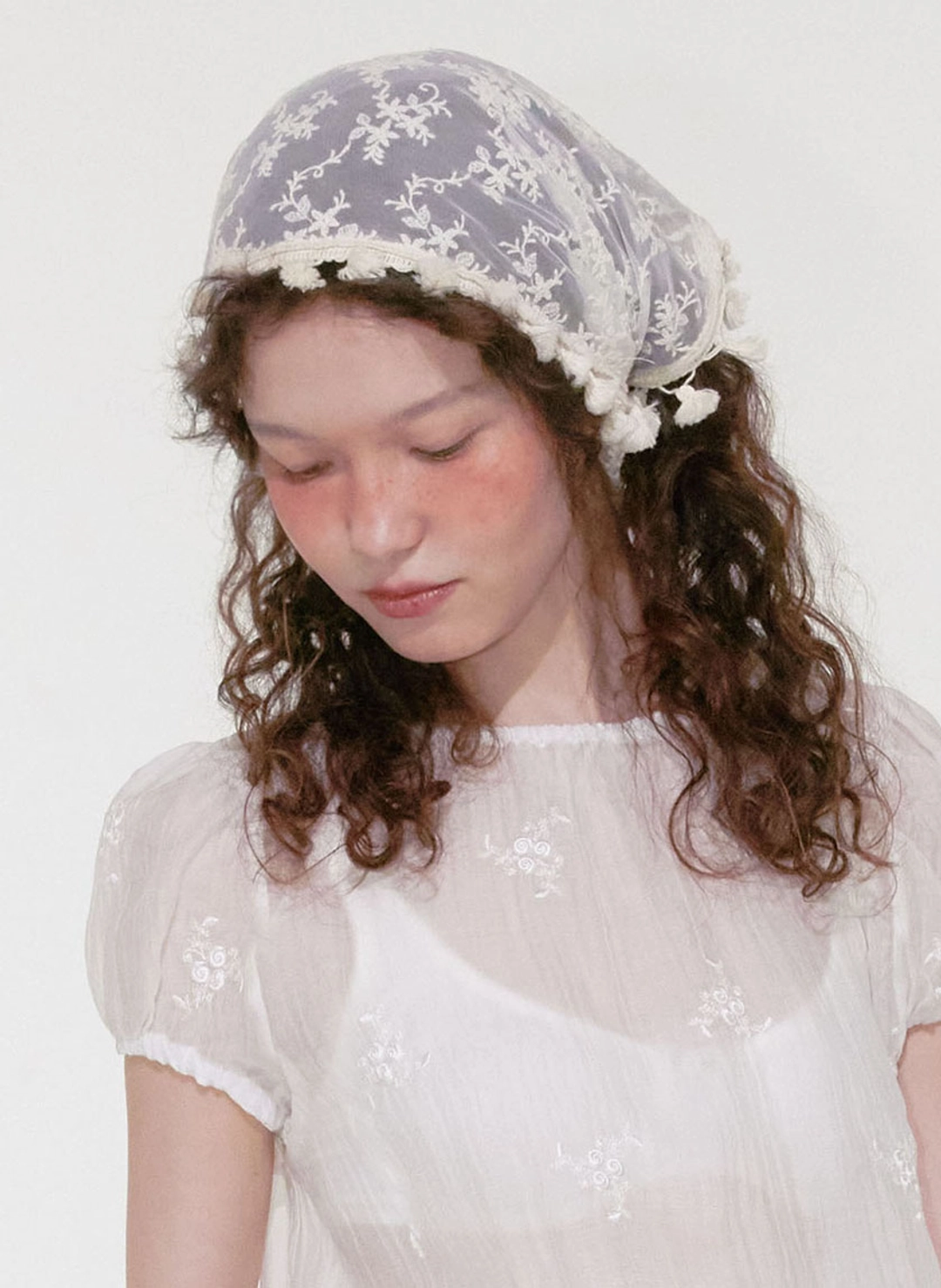 루루서울 Floral Tassel Bonnet (Beige) 상품 이미지 2