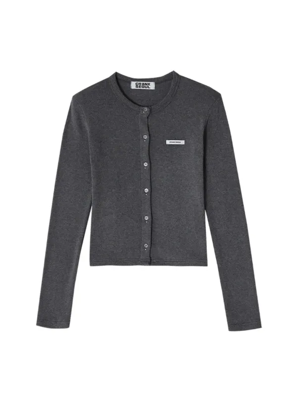 KNIT STUD CARDIGAN_CHARCOAL