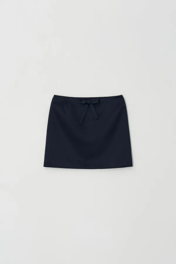 Ribbon Satin Mini Skirt (navy)