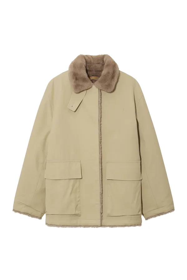 REVERSIBLE FAUX FUR JACKET [BEIGE]