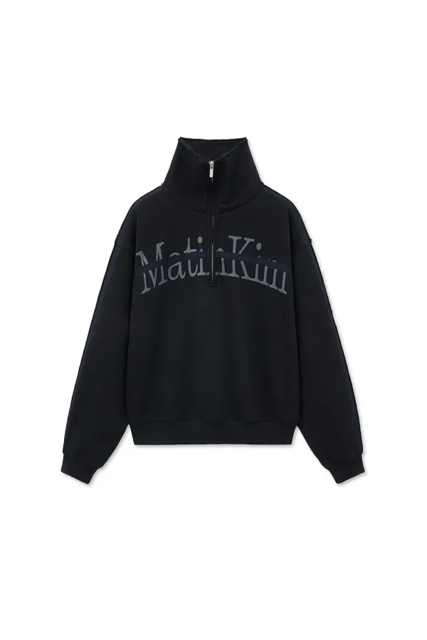 CUT OUT HALF ZIP SWEATSHIRT FOR WOMEN IN BLACK