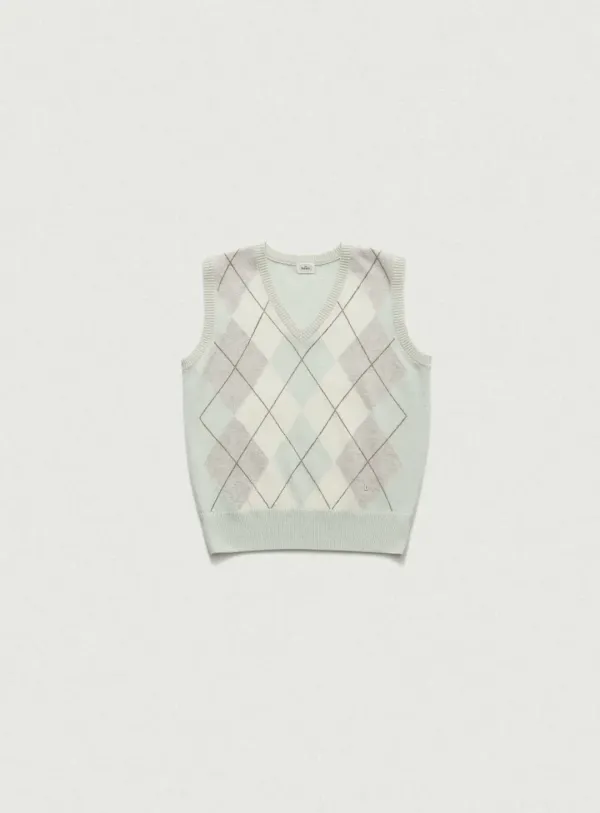 Daphne Argyle Knit Vest_Mint
