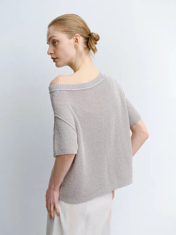 TVR ONE OFF-SHOULDER KNIT TOP_GREY