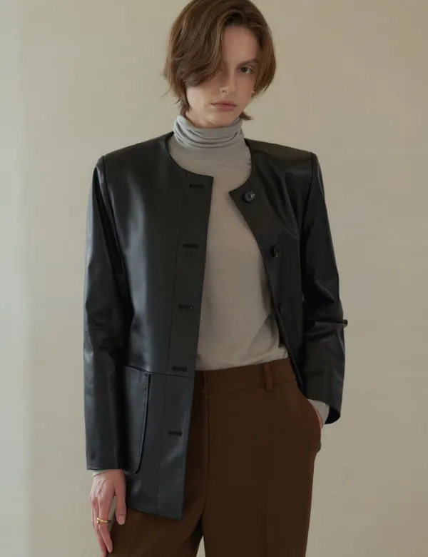 Edit Noir Nappa Lambskin Leather Jacket (Black)