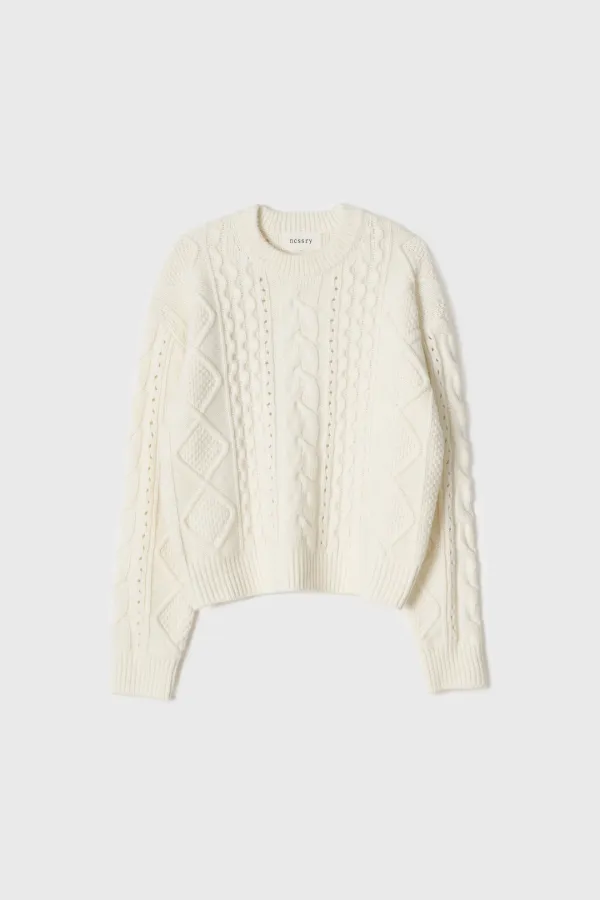 Wool Cable Round Knit (Ivory)