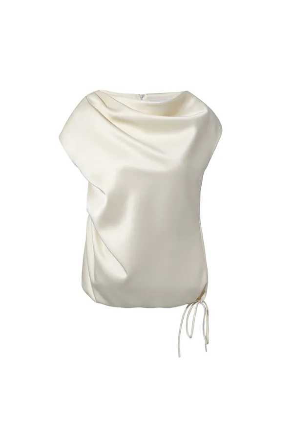 SOFT DRAPED ASYMMETRIC TOP [IVORY]
