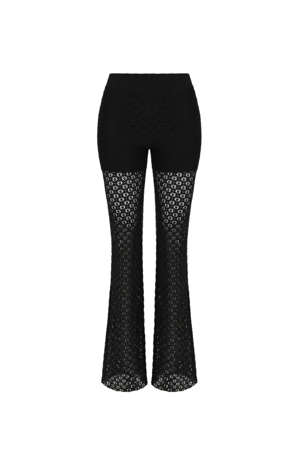 LACE BANDING PANTS [BLACK]