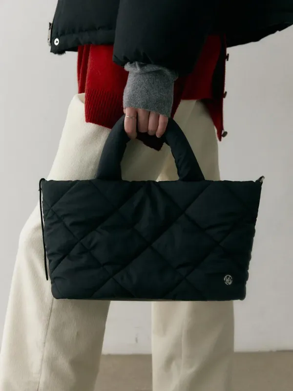 Quilted Tote Bag Black