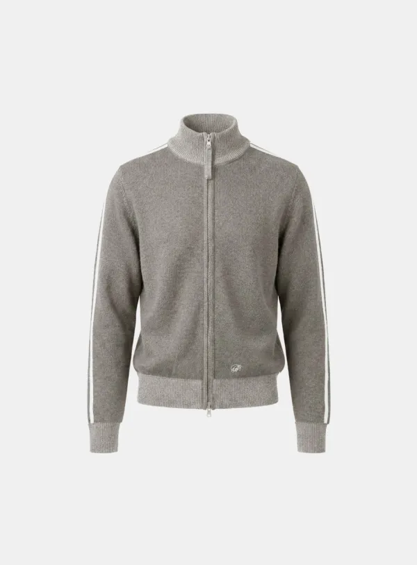 [w-jkt26-009] Big B Logo Full-Zip Knit Track Top - Sand