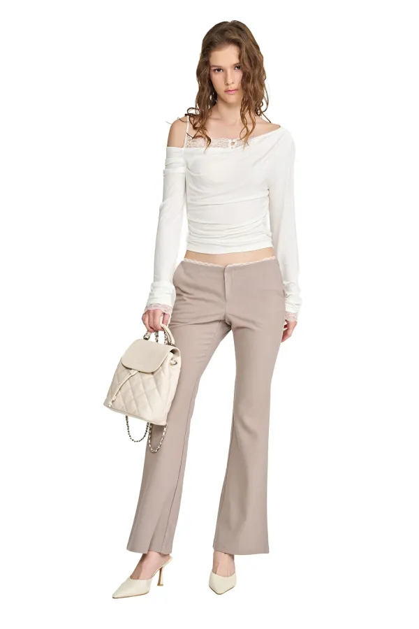 Selena lace drape top, Ivory