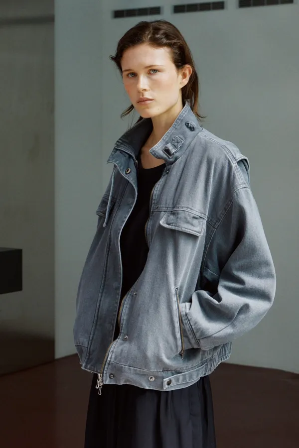 JK011 Sienna Washed Blouson (Dark grey)