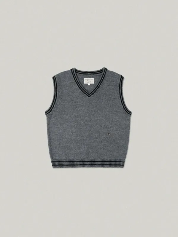 Line Knit Vest - gray라인 니트 베스트