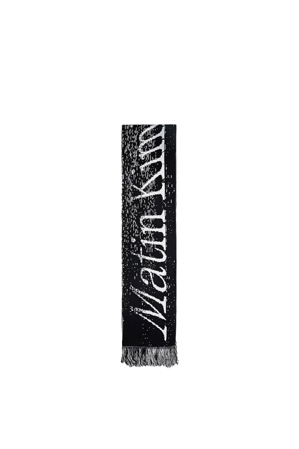CONTRAST LOGO JACQUARD MUFFLER IN BLACK