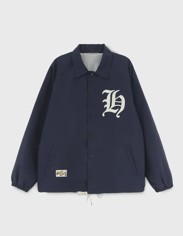 H LETTER NYLON COACH JACKET / Navy