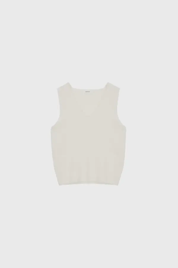 Raccoon v-neck vest (ivory / melange beige / gray / black)