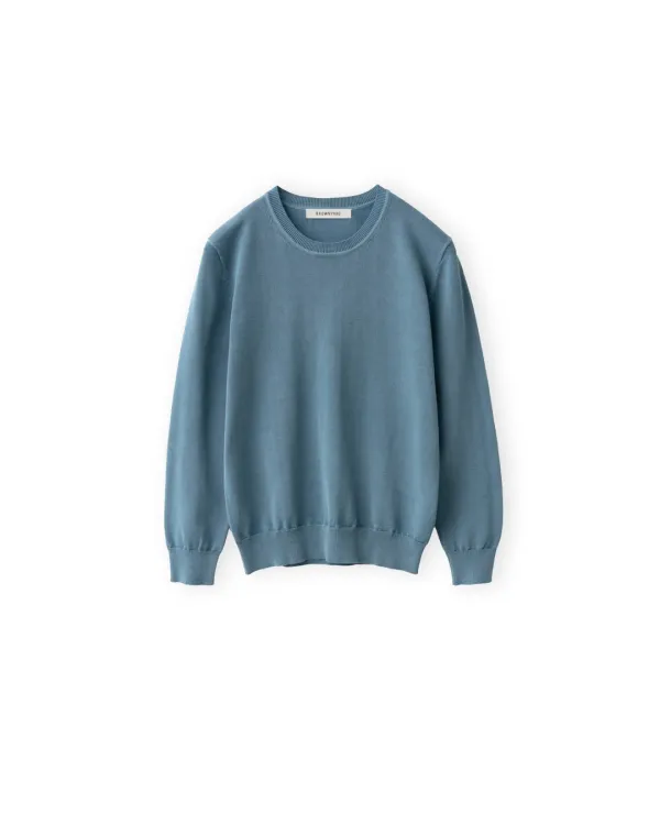 W Washed Cotton Knit, Blue