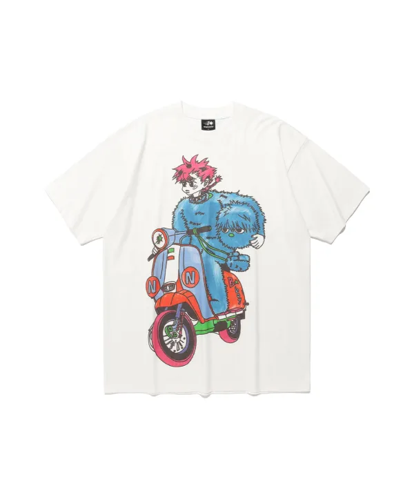motorcycle blue boy big big tee[white]