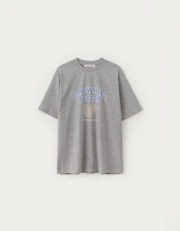 6.16 출고 Fuzzy Heart Logo Over-Fit Top - Grey