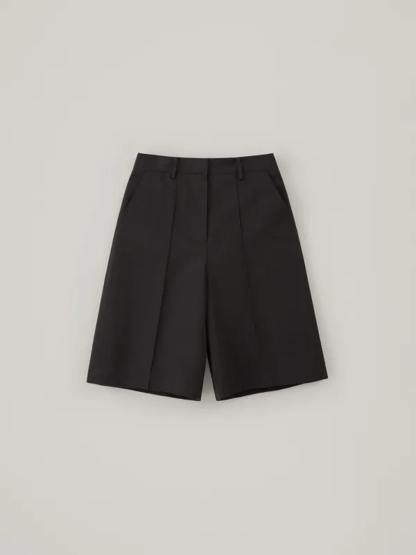 Linen Bermuda Pants - Black