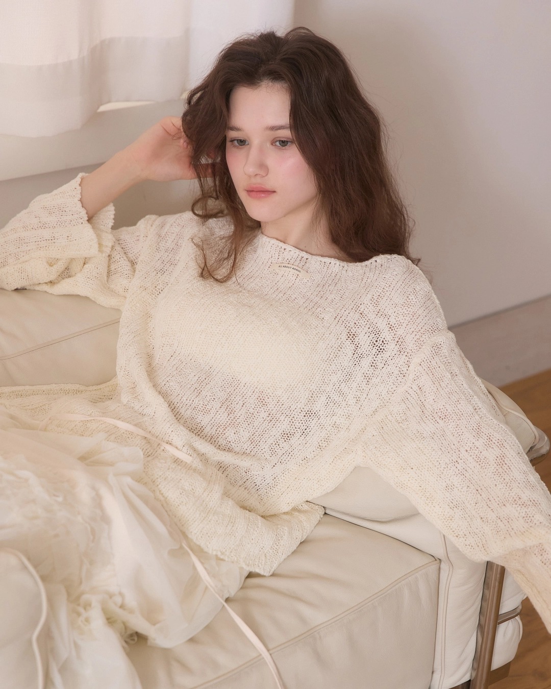 어다울 Soft bloom cable knit - ivory 상품 이미지 3