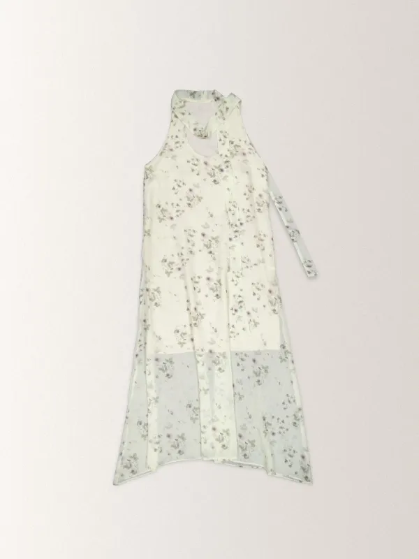FLORAL TIE MAXI DRESS [ LEMON ]