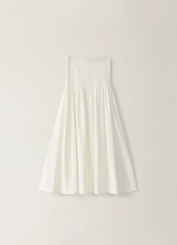 Shirring Banding Maxi Skirt - White