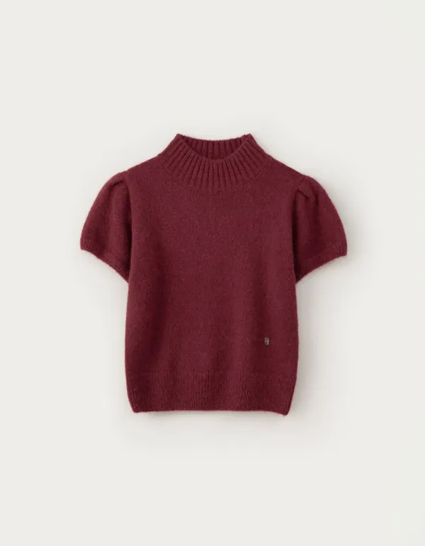 Turtleneck Emma Half Puff Knit - Vintage Red