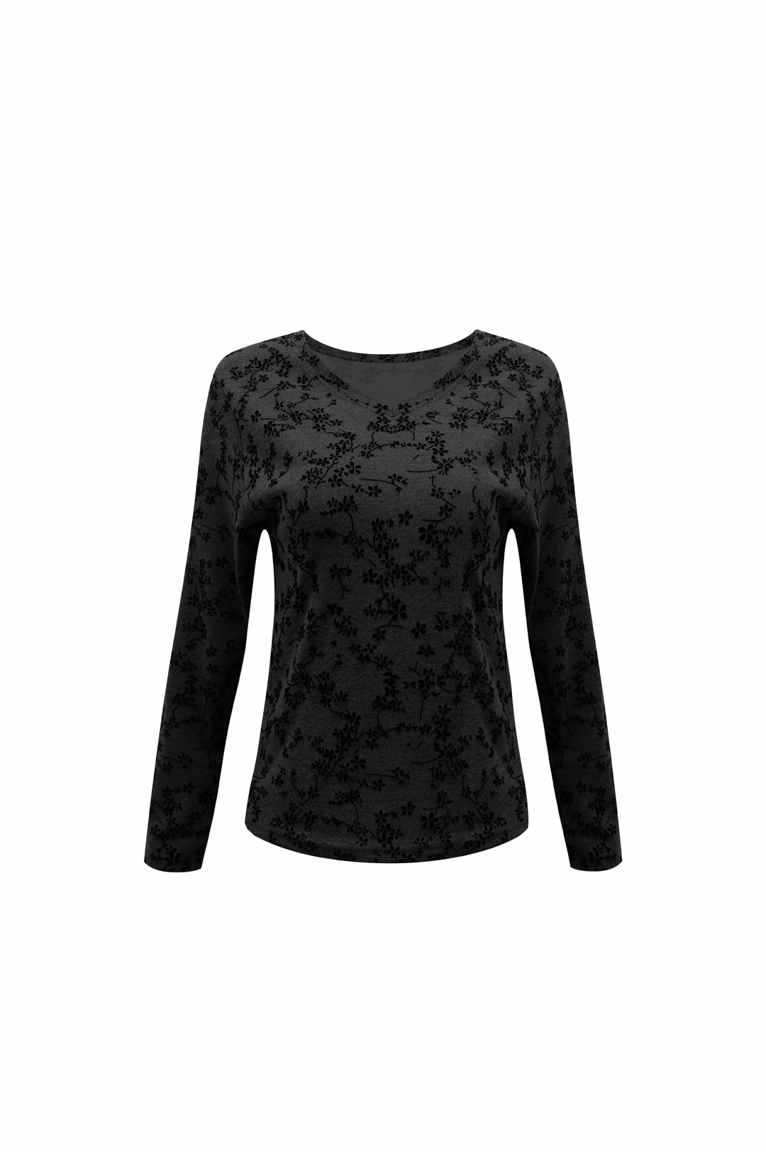 포코포스카 FLORAL V-NECK TOP (BLACK) 상품 이미지 1