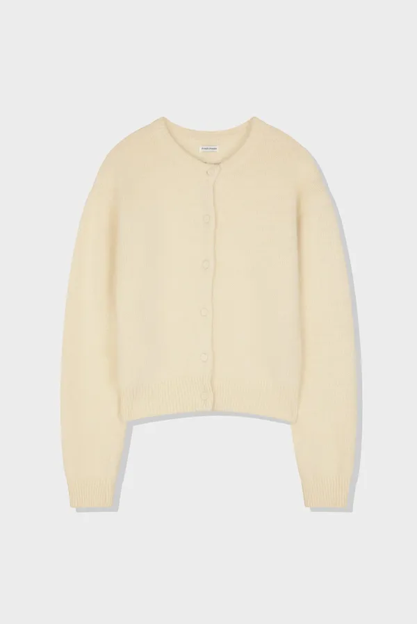 angora round cardigan - cream