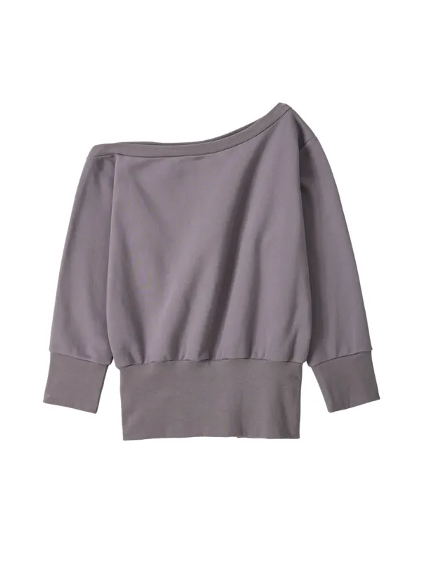 One Shoulder Sweatshirt_ Gray